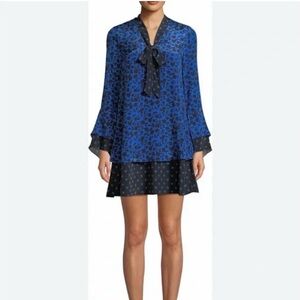 EUC Alice + Olivia Blue & Black Floral Print Tunic Dress, Size Large*